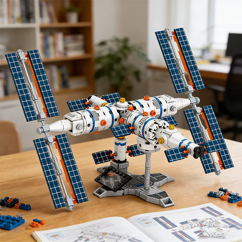 Blocs de construction de Station spatiale, briques d'architecture de ville, fusée aérospatiale, jouets pour enfants, cadeaux de noël et d'anniversaire pour enfants garçons Gir