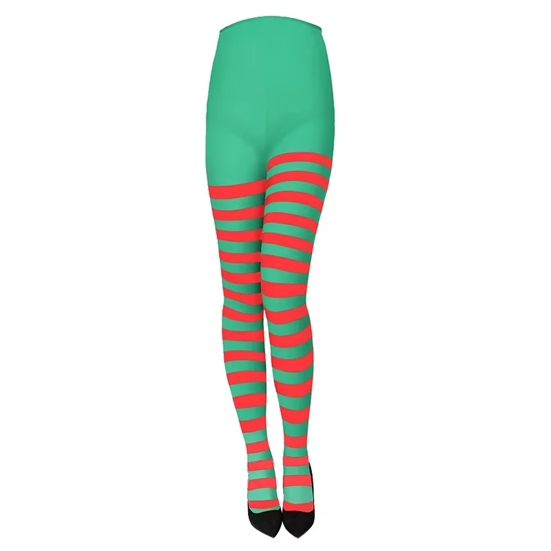 Collants rayés rouge noir pour femmes