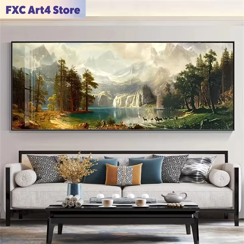 Affiches et impressions sur toile sans cadre, grandes images de montagnes enneigées, lacs et forêts, art paysager moderne, décor mural pour la maison