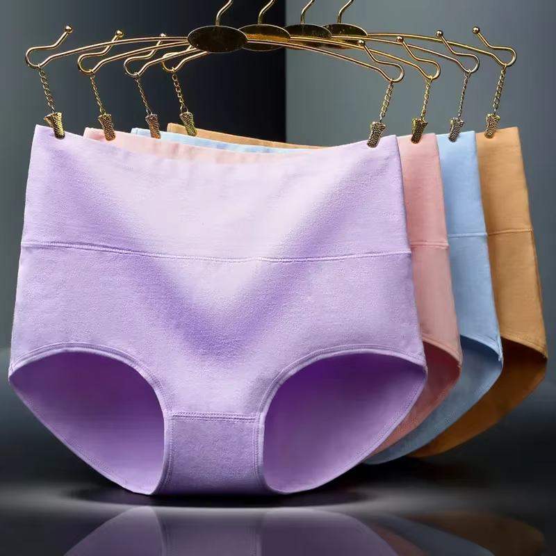 4 pièces/lot taille haute sous-vêtements coton culottes femmes corps mince