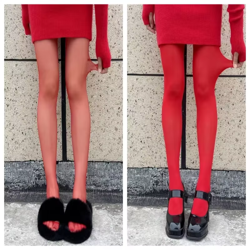 Collants Sexy rouges automne hiver bas minces