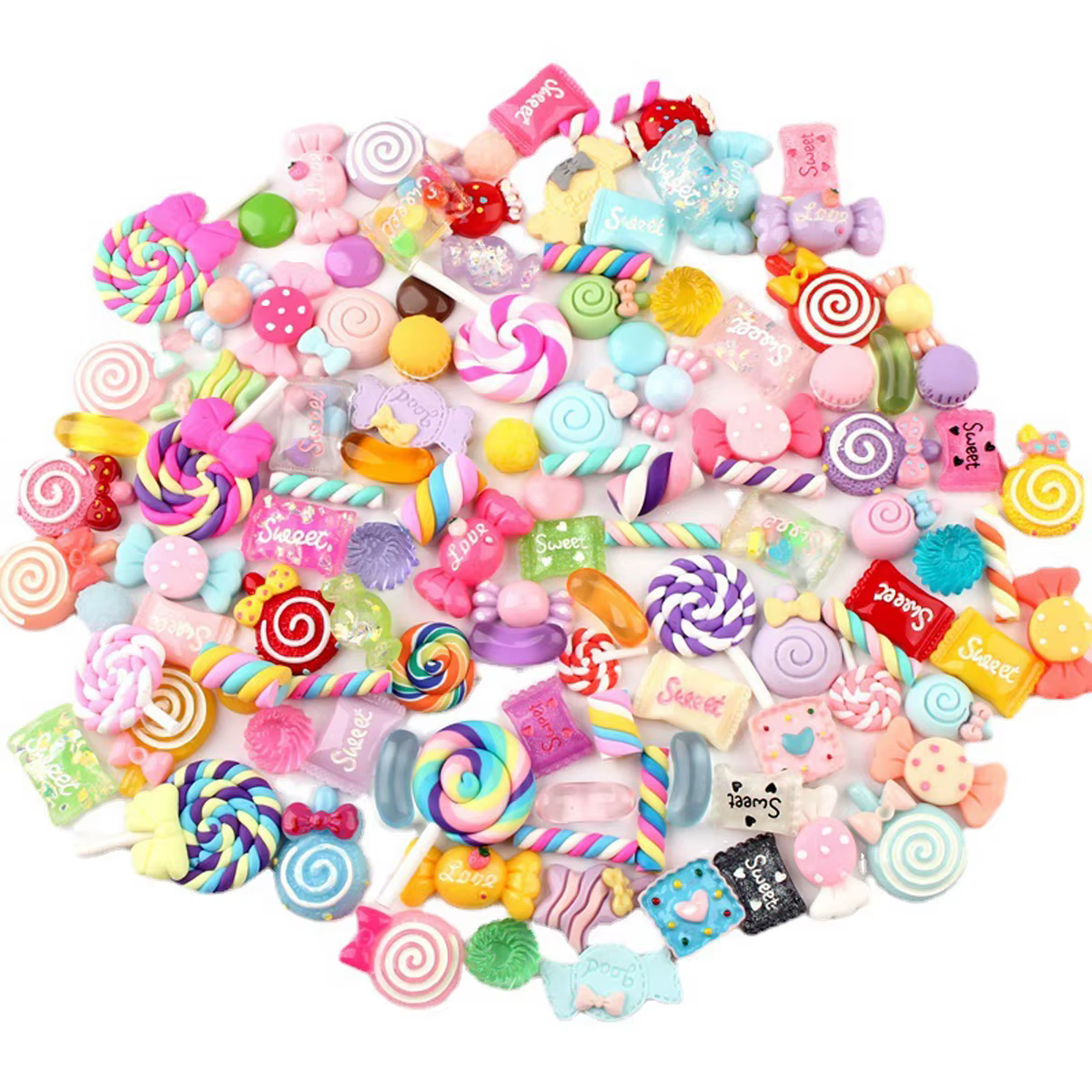 Ensemble de Breloques en Résine Mixte, Bonbons à Dos pio, Fournitures de Bricolage, pour Travaux Manuels et Ornements, 30 Pièces