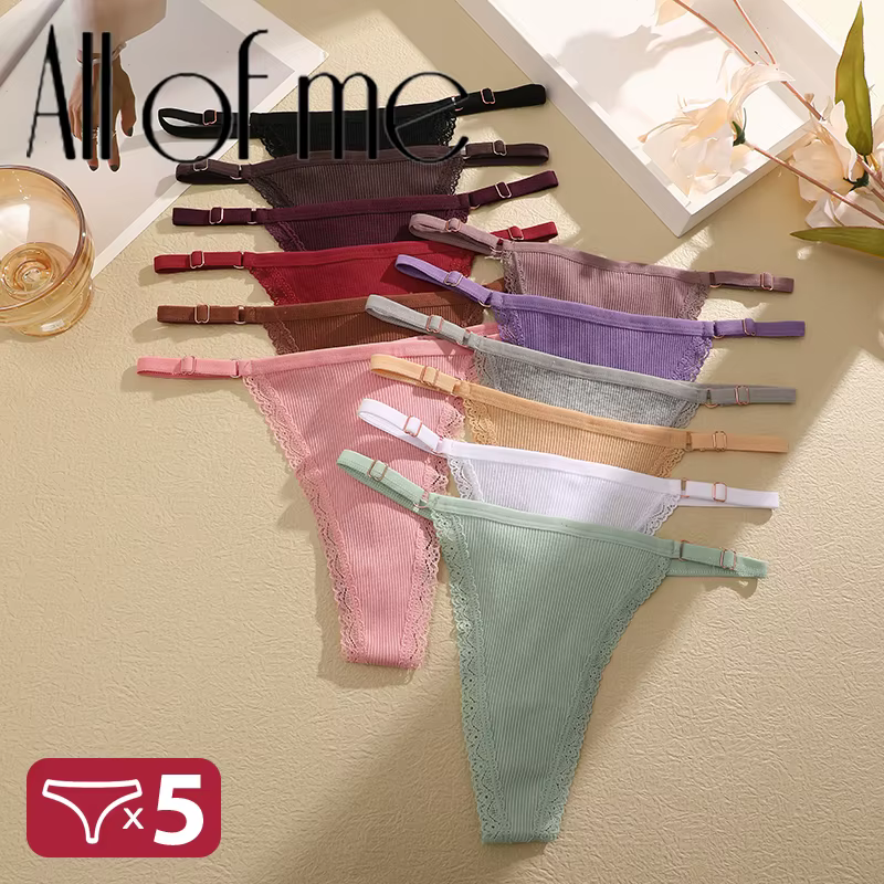 5 pièces/ensemble culottes en coton Sexy string sous-vêtements pour femmes t-back Lingerie Femme caleçons taille