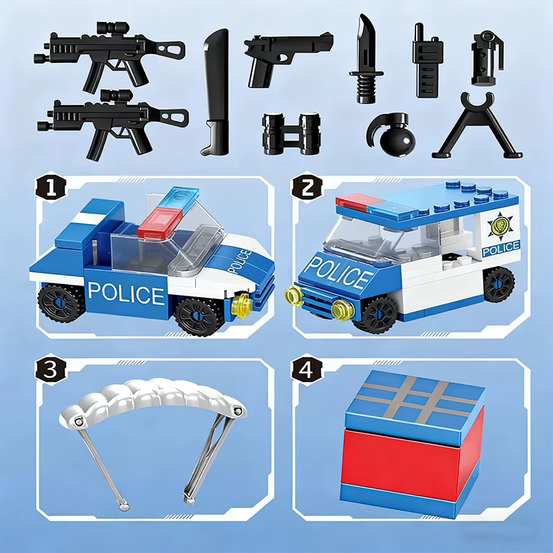 Ensemble de blocs de construction de la station de police de la ville, jouets éducatifs pour garçons et enfants, briques de voiture DIY, centre de commandement de la station de police