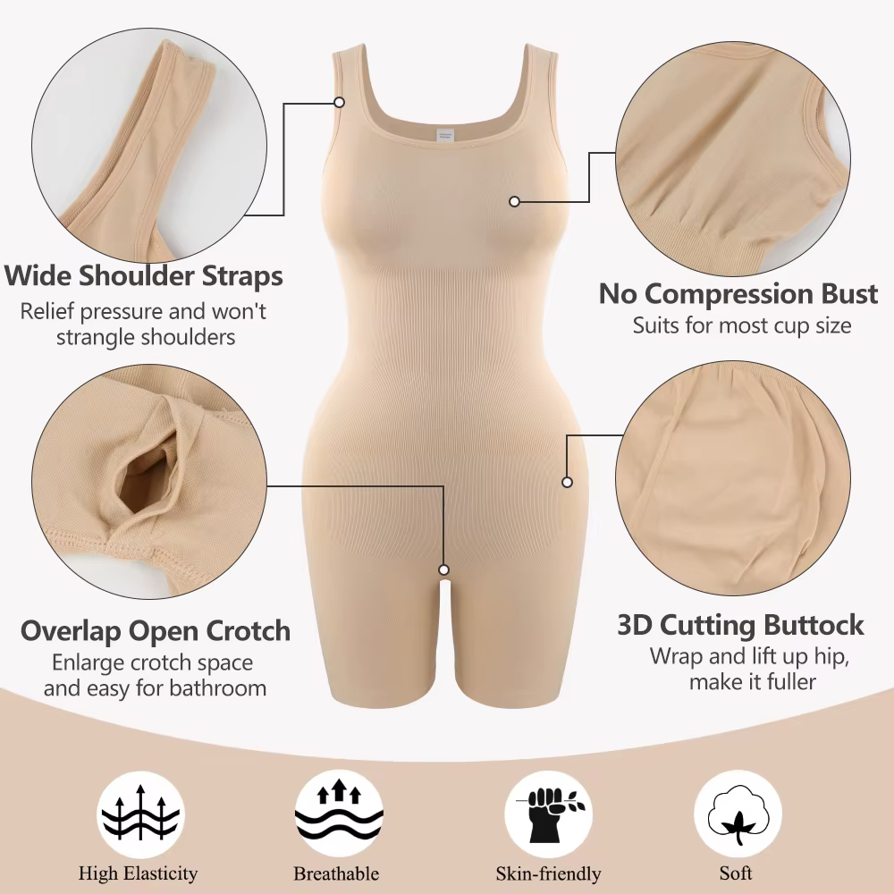 TUNIControl-Short Modelant le Corps à Bretelles Larges pour Femme