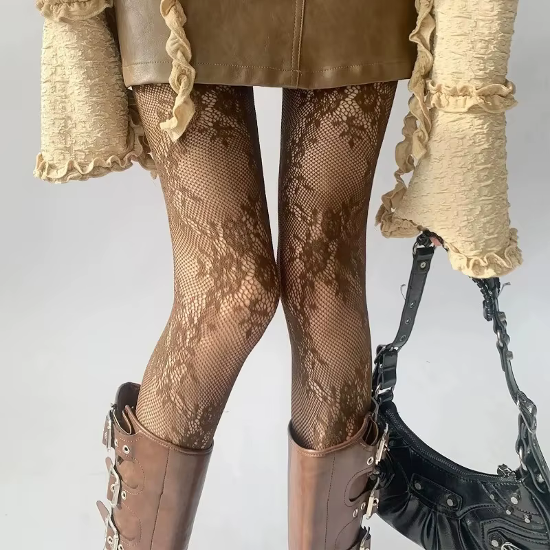Nouveauté 2025 Collants pour femme sexy en dentelle florale