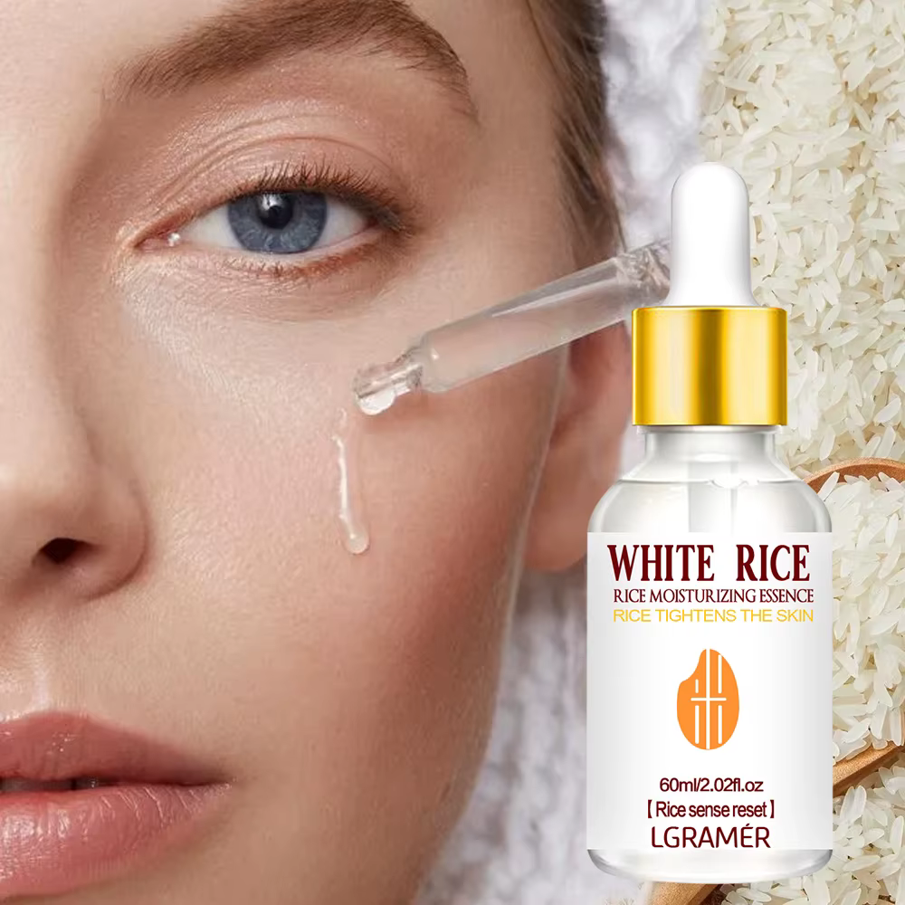 LGRAMER Essence de riz, sérum hydratant blanchissant pour le visage, élimination des taches de rousseur, réduction des rides, adapté à toutes les saisons, soins de la peau