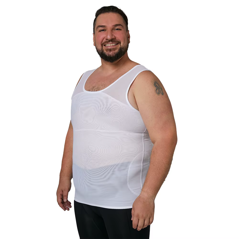 Hommes corps Shaper poitrine mince débardeur cacher gynécologie Compression chemise