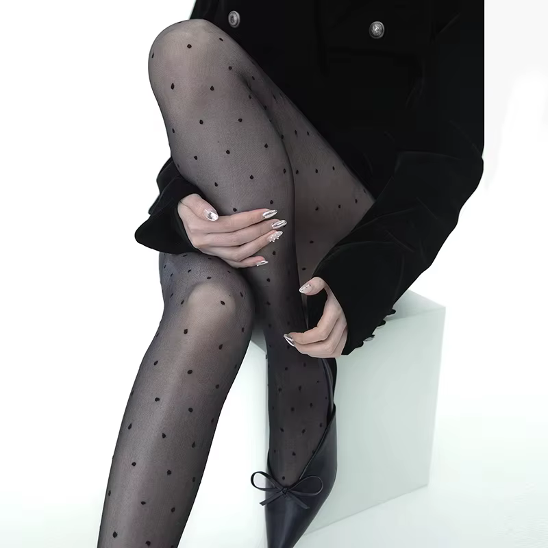 Collants transparents à pois Vintage pour femmes