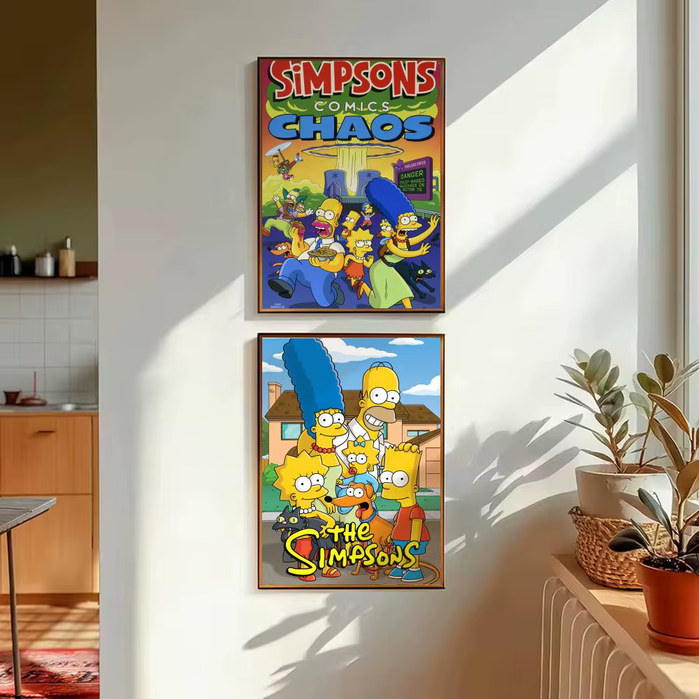 Affiche d'animation et de bande dessinée des Simpsons, art mural décoratif HD pour salon, chambre à coucher, café, décoration élégante pour la maison, cadeau