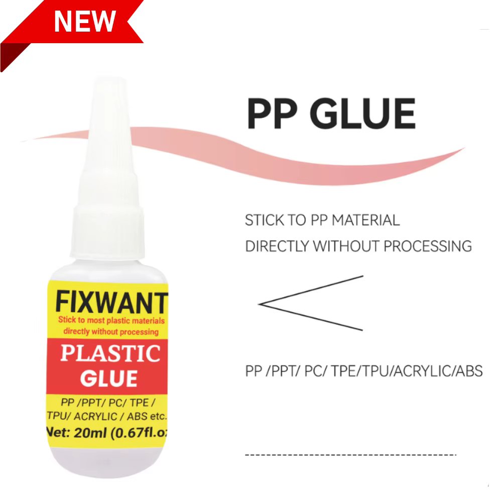 FIXWANT PPGlue Polypropylène/PPT/PC Polycarbonate/TPE/TPU/ACRÉLIQUE/Adhésif ABS pour plastique sans traitement