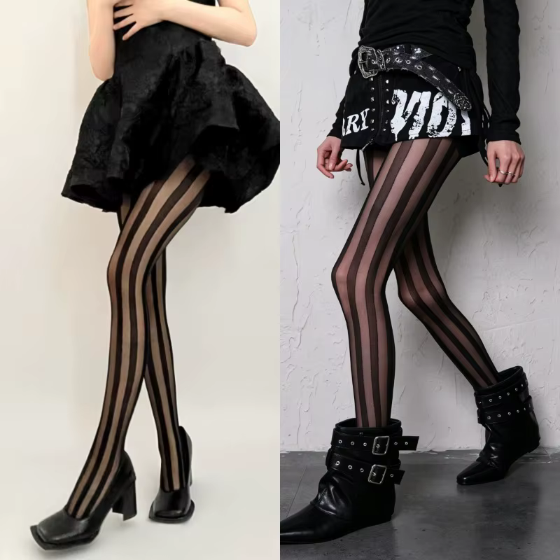 2 paires de collants rayés pour femmes
