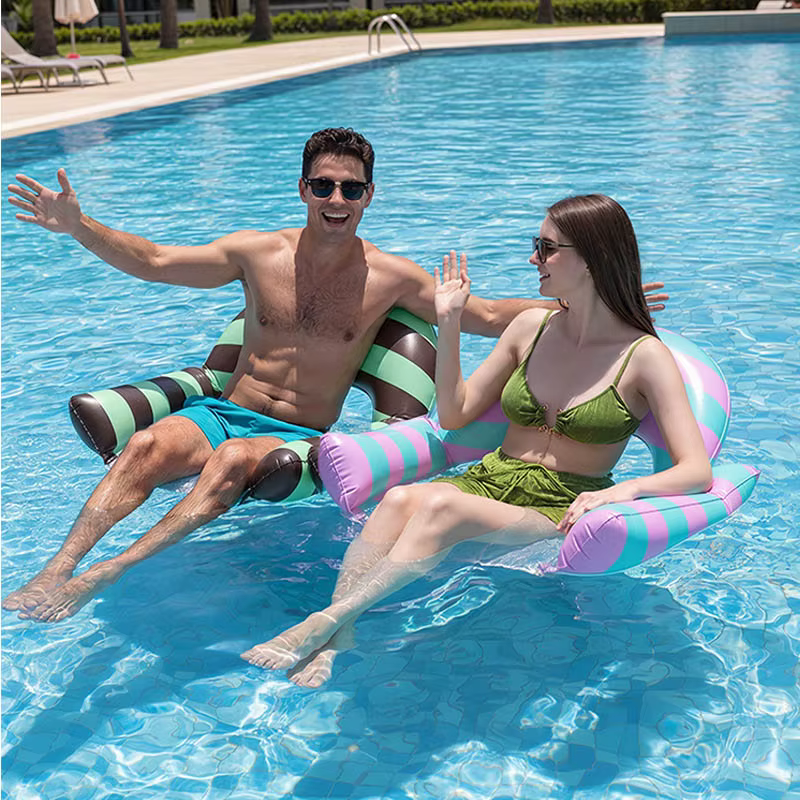 Radeau flottant, chaise longue de bain, lit flottant, bouée de natation, double dossier pliable, flotteur de piscine