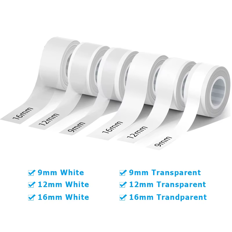 MakeID – ruban pour étiqueteuse L1 E1 Q1, 6 rouleaux, 9mm, 12mm, 16mm (4 mètres/rouleau), autocollant de bureau laminé