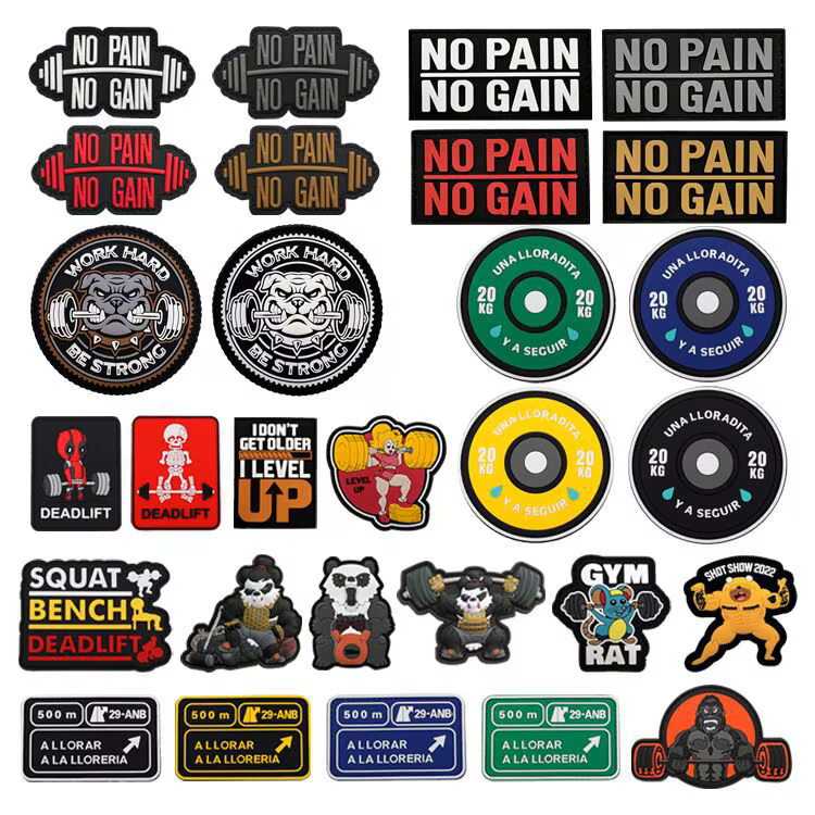 Pas de douleur sans GAIN GYM fitness brodé lumineux PVC Patch extérieur moral brassard crochet boucle sac à dos tactique Badge Applique