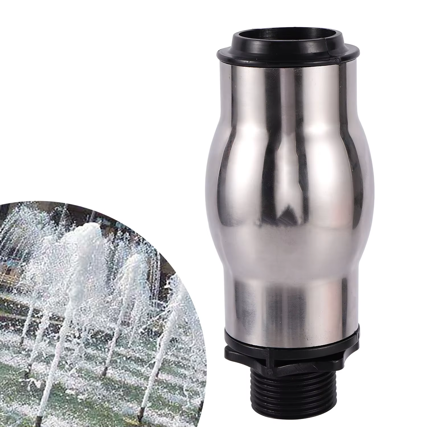 Fontaine à colonne à bulles de 1 ", buse de fontaine à mousse en acier inoxydable, fontaine de décoration ornementale pour jardin, hôtel, étang, paysage aquatique