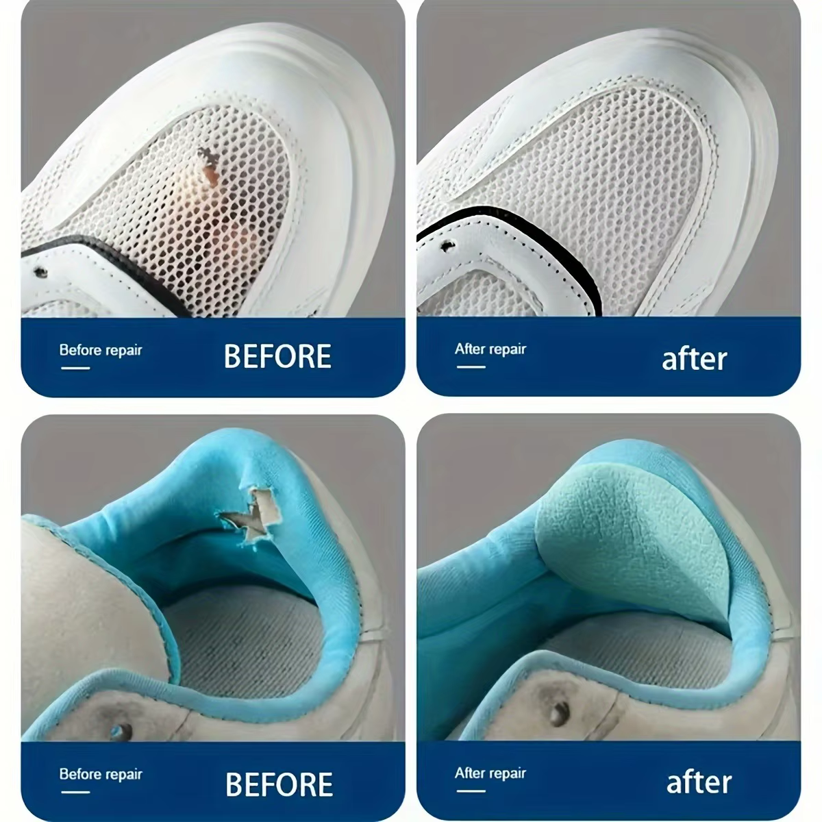 6 Pièces de Patchs Adhésifs pour Chaussures, Réparation Imperméable et Robuste pour Trous, Tissu, Maille, Réparation Invisible des Chaussures, Réparation de Chaussures Sans Couture