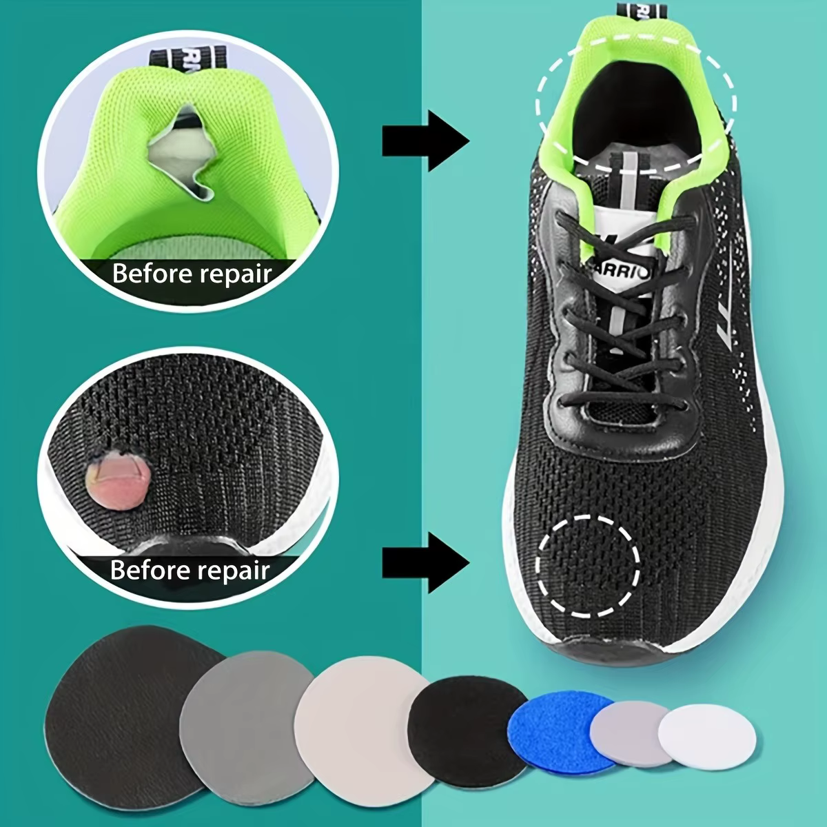 6 Pièces de Patchs Adhésifs pour Chaussures, Réparation Imperméable et Robuste pour Trous, Tissu, Maille, Réparation Invisible des Chaussures, Réparation de Chaussures Sans Couture