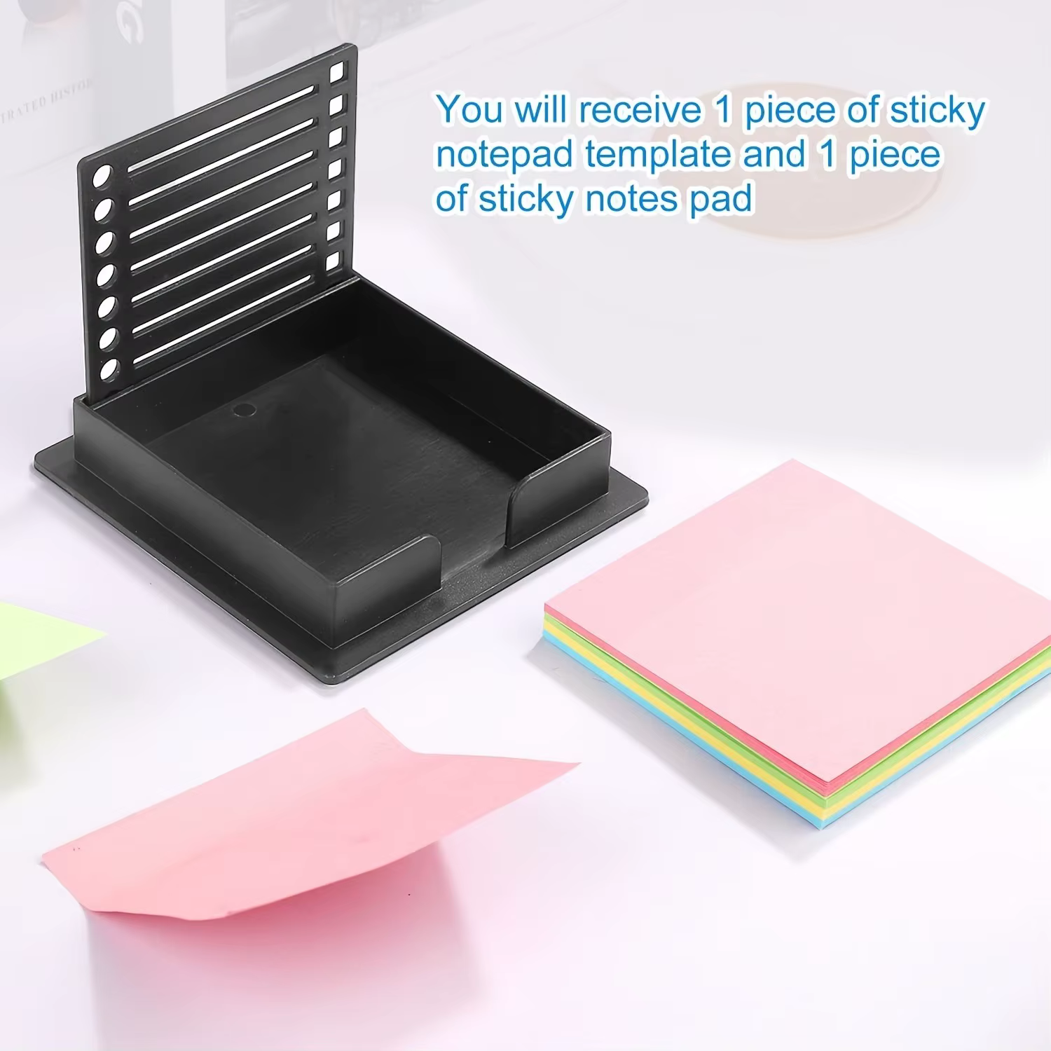 [Support pour notes autocollantes] Support pour notes autocollantes avec pochoir, 1 distributeur de notes Post-It pour le bureau, l'étude