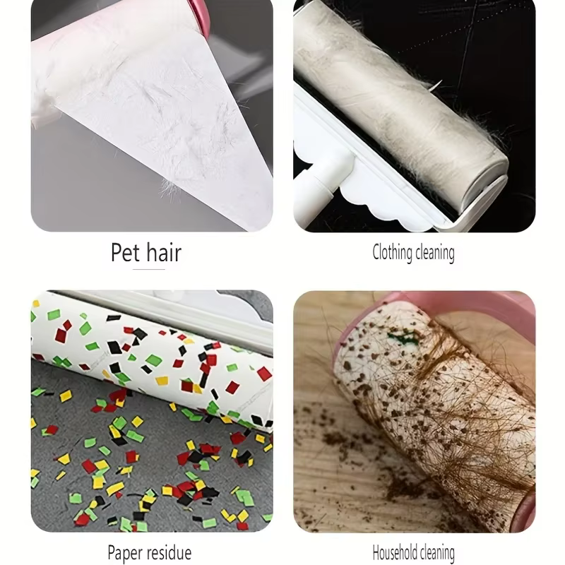 Rouleau à peluches extra collant pour épilation des poils d'animaux, 60 feuilles/rouleau, idéal pour les propriétaires de chiens et de chats, parfait pour le nettoyage des vêtements et des meubles