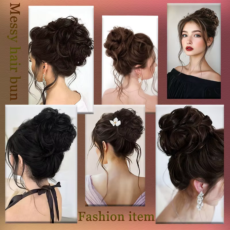 Perruque synthétique tressée bouclée et volumineuse, style chignon désordonné, idéale pour le quotidien, les mariages et les fêtes féminines