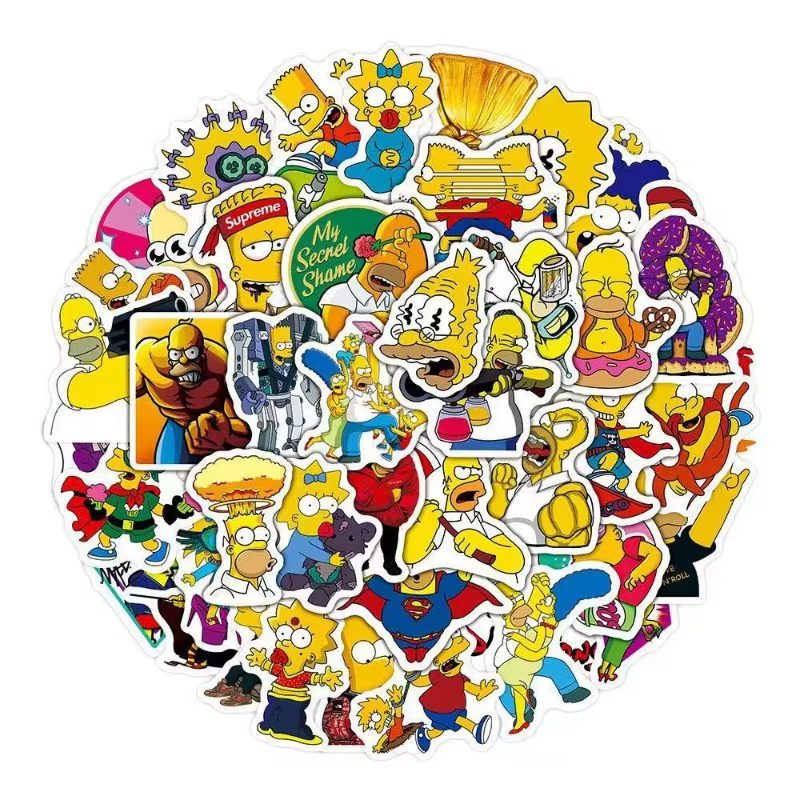 50 autocollants de dessin animé The Simpsons Hommor, imperméables, créatifs, pour bagages, téléphone, décoration, jouets cadeaux pour garçons