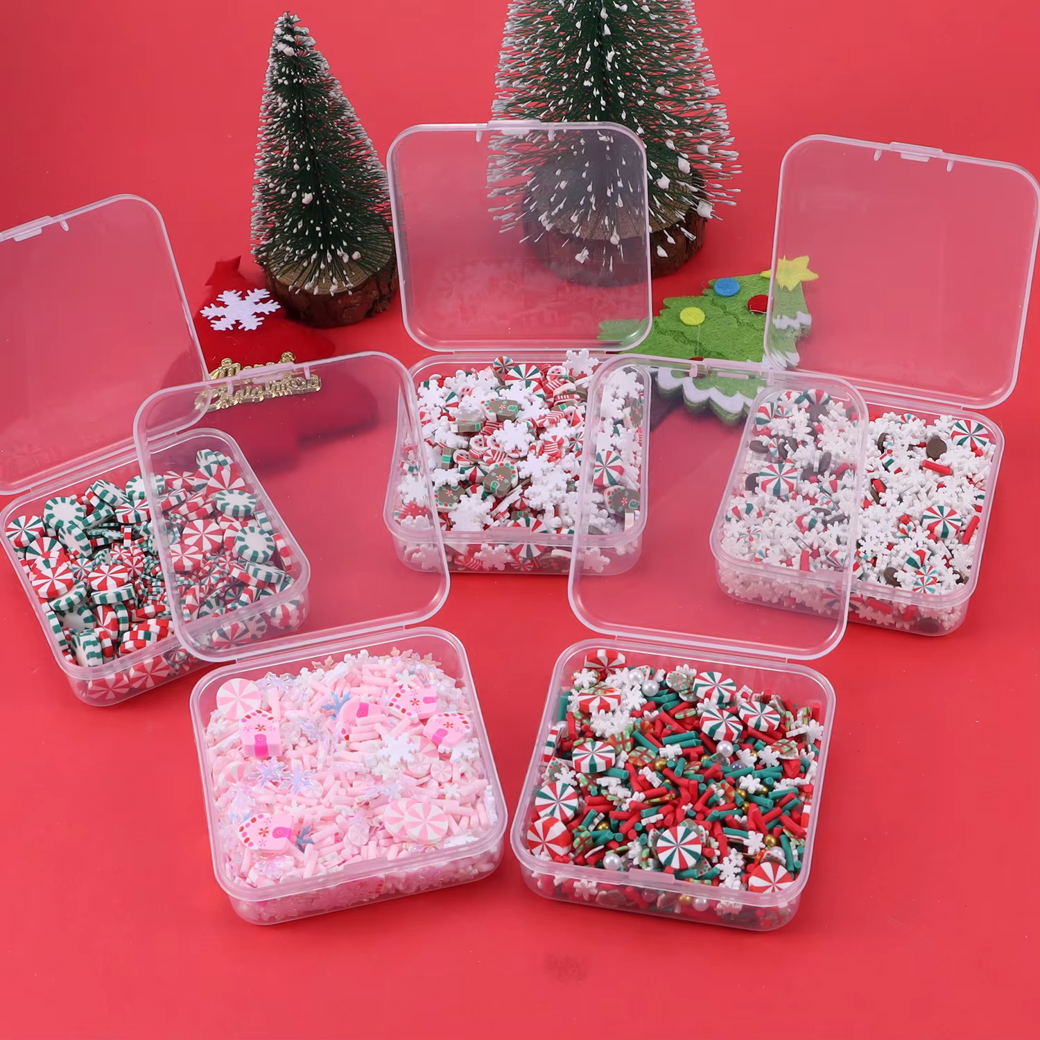 Tranches d'argile polymère de noël 40g, remplissage en résine époxy, mignon flocon de neige, matériaux Slime de vacances, bricolage artisanat fournitures de manucure