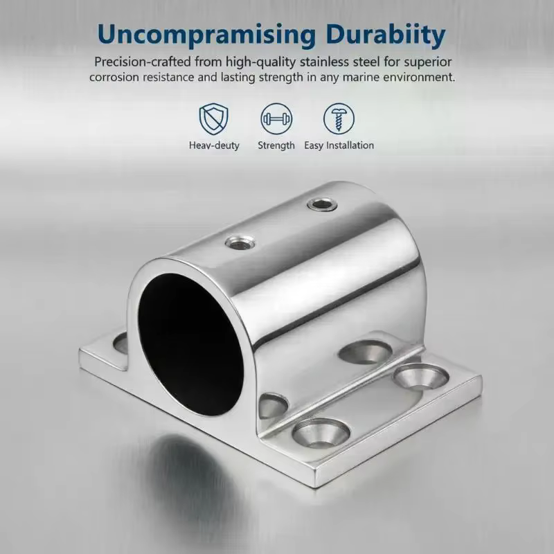 Base de poteau carrée en acier inoxydable robuste 20mm 22mm 25mm pour fixation sécurisée de garde-corps de bateau et de pont, durable