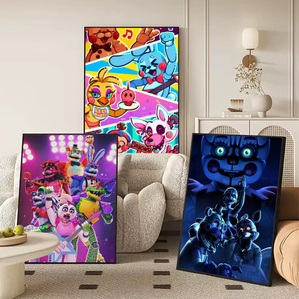 Affiche de jeu Five N-Nights At Freddys, autocollant parfait, art auto-adhésif conçu pour les espaces de bureau, la salle à manger et la maison