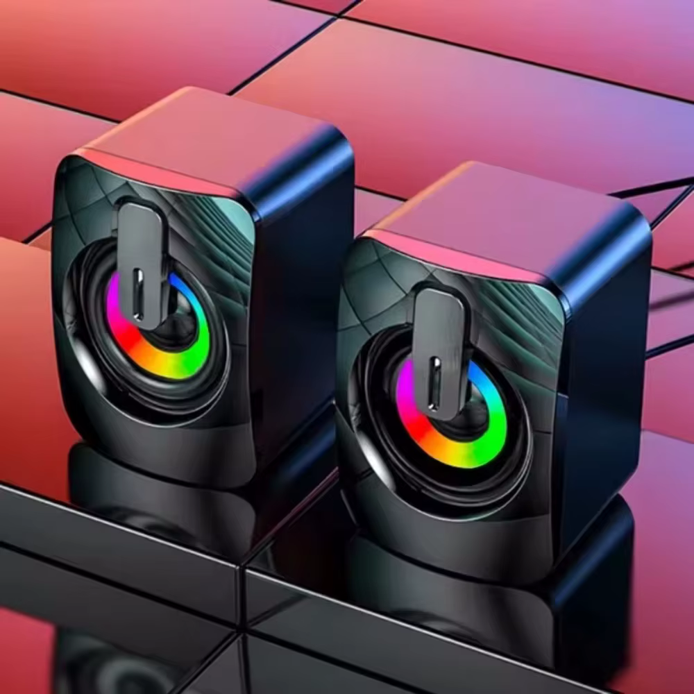 Haut-parleurs d'ordinateur, boîte de son PC, microphone stéréo HIFI avec lumière LED pour ordinateur de bureau, musique surround, haut-parleurs de jeu RGB