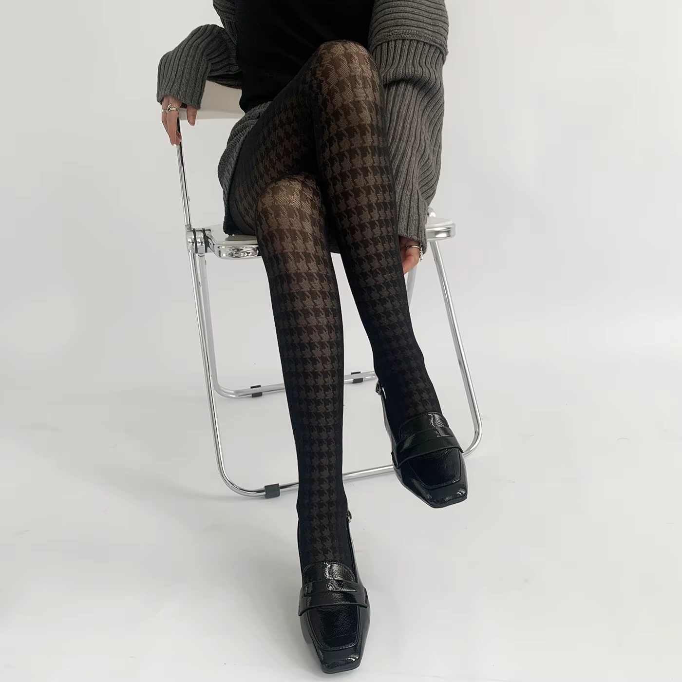 Collants noirs taille haute pour femmes