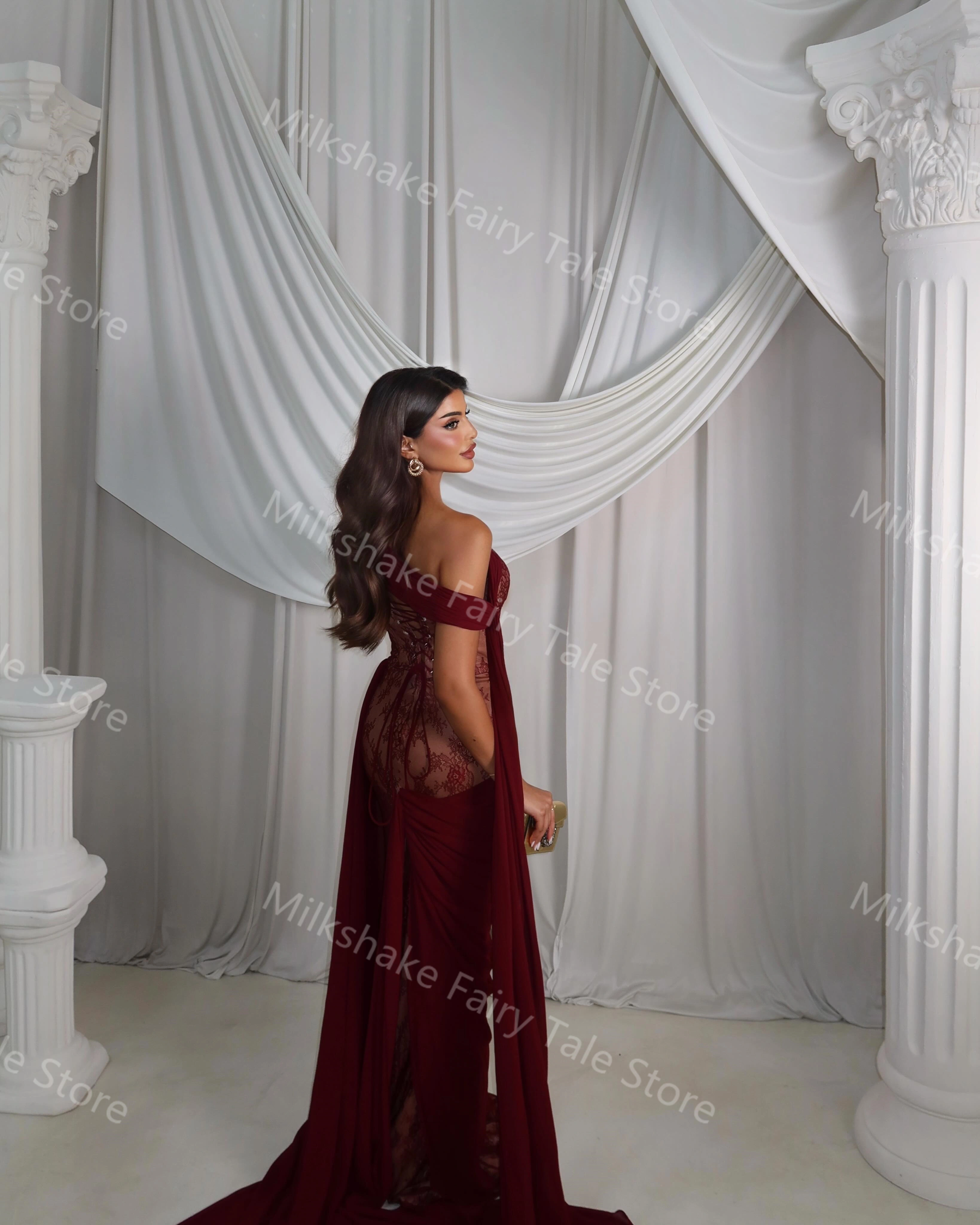 Robes de soirée bordeaux à une épaule, en dentelle charmante et en mousseline douce, robes de bal longues, robes personnalisées pour occasions spéciales