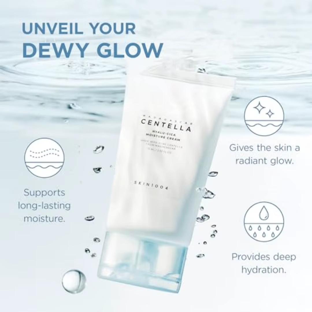 Crème hydratante pour le visage SKIN1004 Hyalu-Cica, hydratation intense pour peaux sèches et déshydratées, soin coréen pour la peau