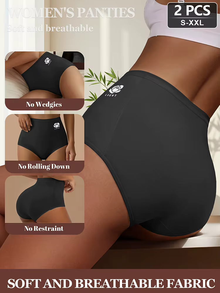 Lot de 2 culottes élégantes taille haute pour femme