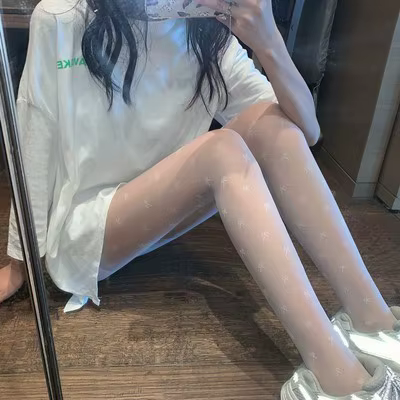 Collants en soie à pois sexy avec nœud/cœur, fins, pour femme, en nylon noir/blanc, pour boîte de nuit, bas de soirée féminins