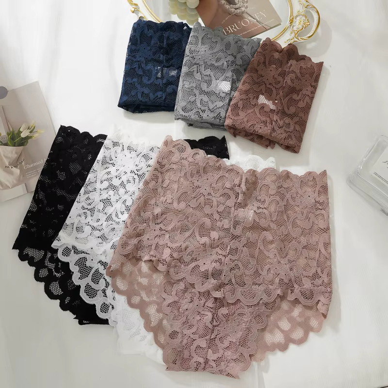 Culottes sexy en dentelle taille haute pour femmes