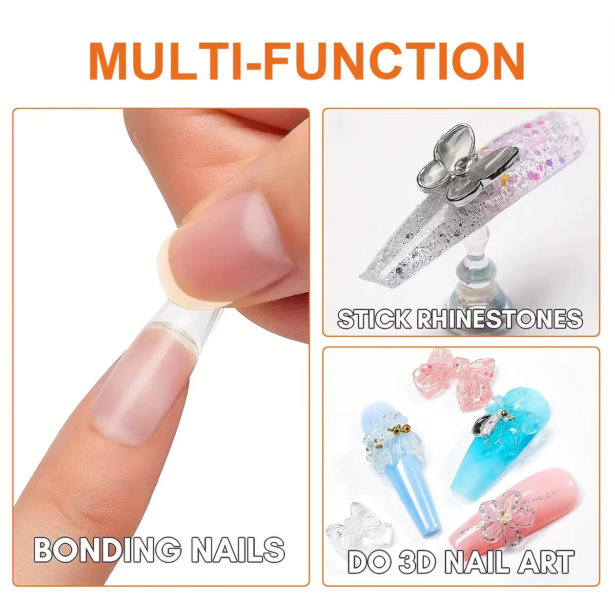 Gel adhésif solide pour ongles, 100g, colle longue durée, renforce et extension des ongles, aucun dommage aux ongles, finition brillante