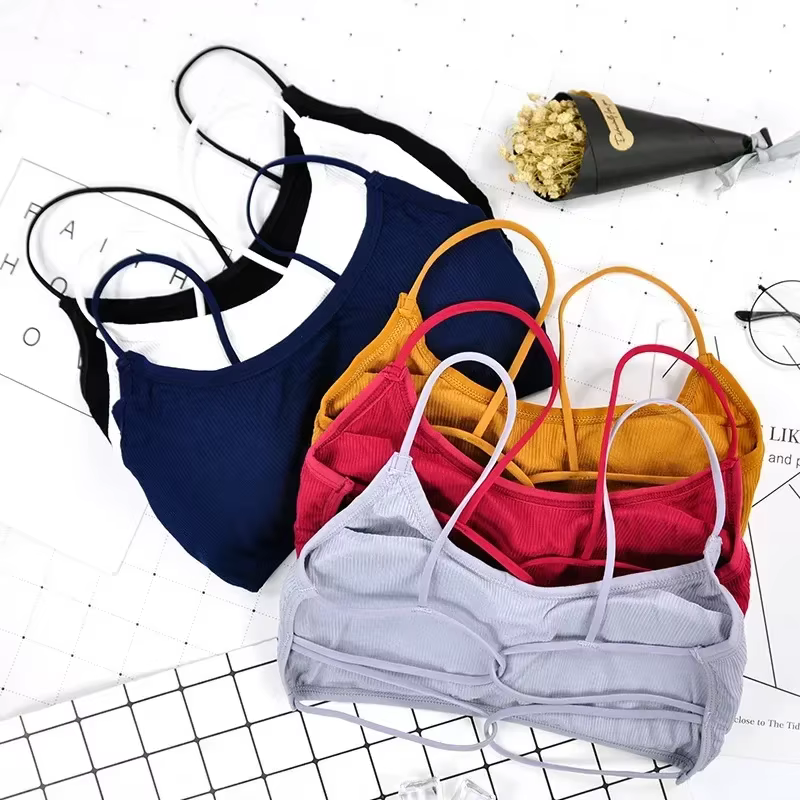 Beauté dos Yoga soutien-gorge femmes rembourré soutien-gorge de sport amovible soutien-gorge d'entraînement sans fil Fitness soutien-gorge élastique mince bandoulière soutien-gorge d'entraînement