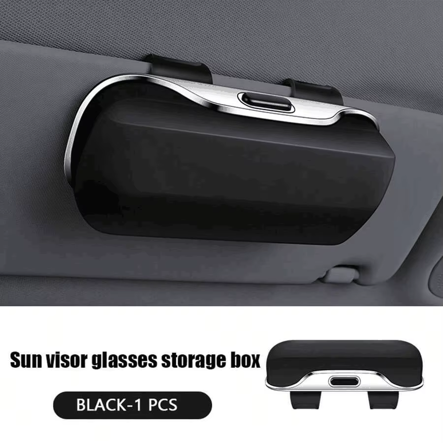 Boîte à lunettes de voiture avec interrupteur à pression, porte-lunettes pour pare-soleil, tissu souple interne, résistant aux rayures, résistant aux chocs, mallette de rangement pour lunettes