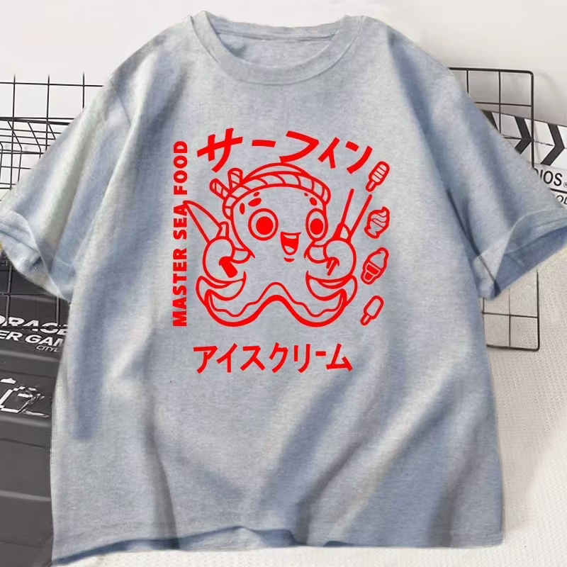 T-shirt manches courtes femme, humoristique et Vintage, avec image de poulpe japonaise, drôle, Y2k, doux, unisexe, décontracté, vêtements pour femmes