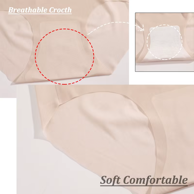 4 pièces/ensemble femmes glace soie sans couture culottes Ultra mince slips sous-vêtements respirants femme taille