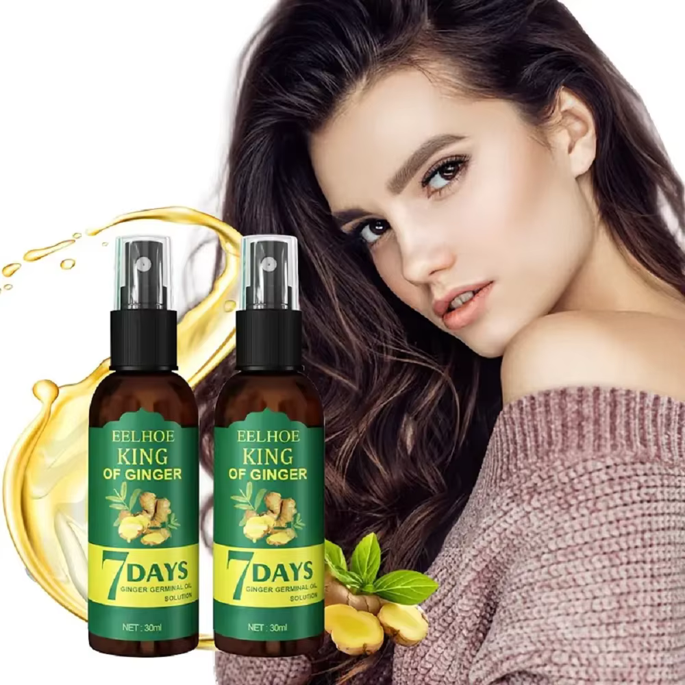 Sérum de croissance des cheveux au gingembre, prévient la perte de cheveux, traitement du cuir chevelu, cheveux plus épais et plus longs pour accélérer la croissance, huile de Massage