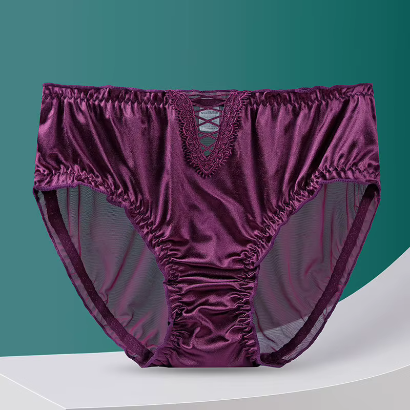 Soie Satin Sexy femmes culottes haut de gamme slips