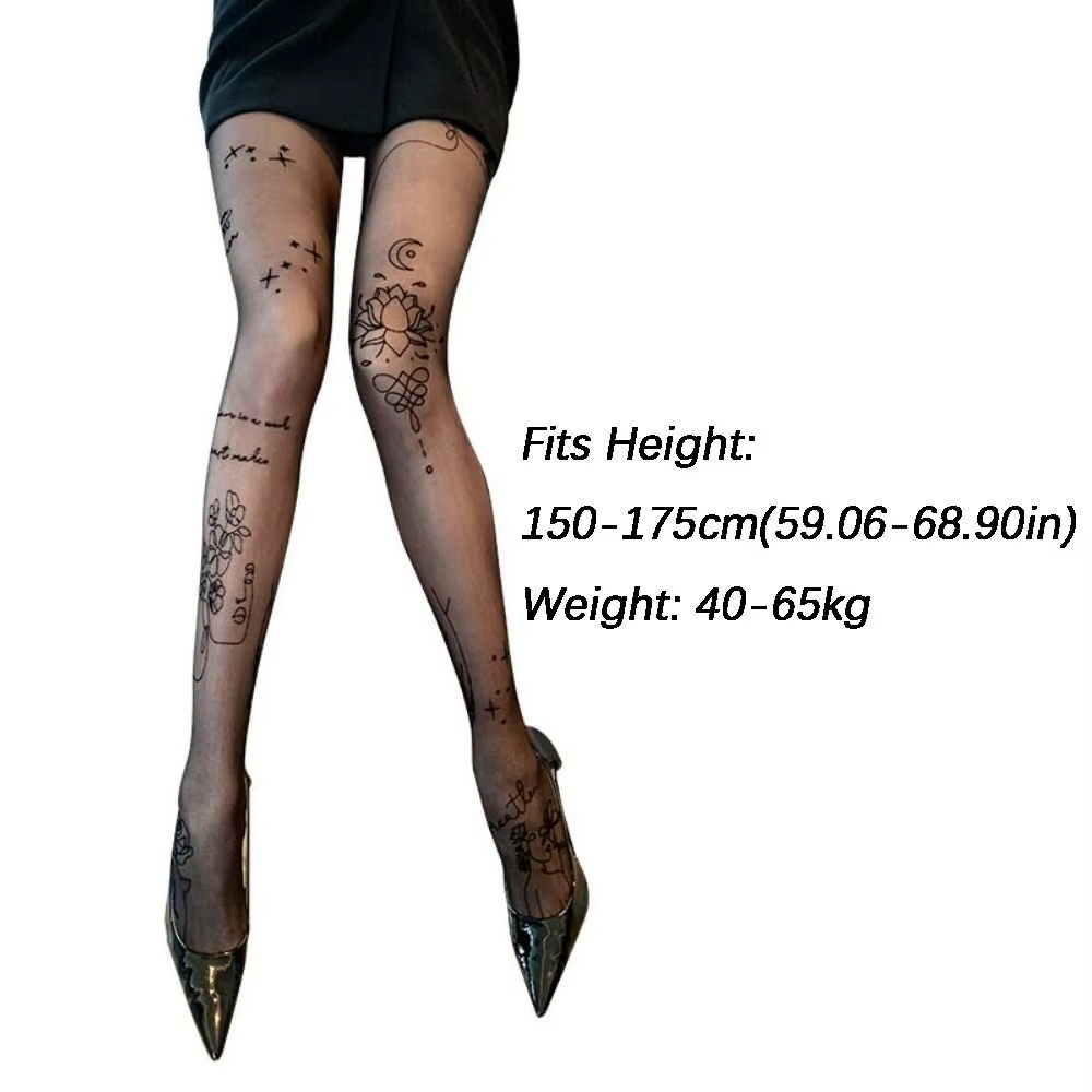 Collants Sexy avec tatouages de lettres de fleurs
