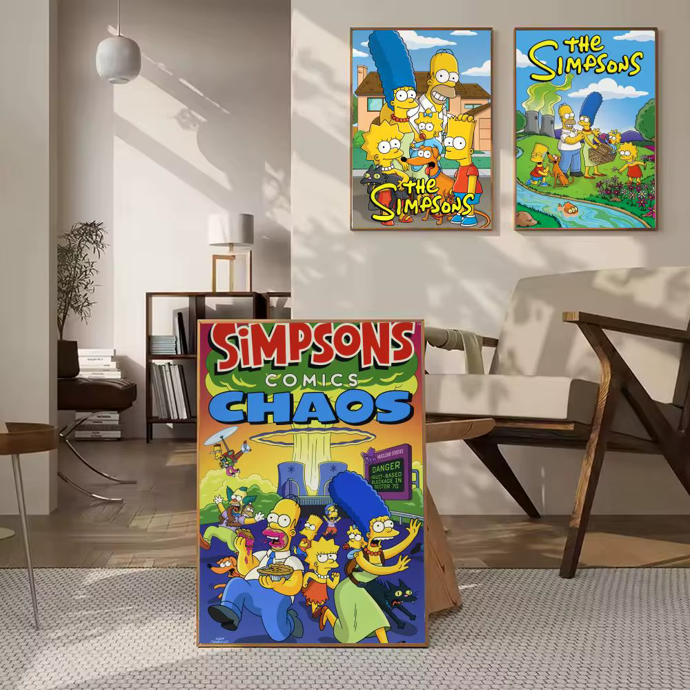 Affiche d'animation et de bande dessinée des Simpsons, art mural décoratif HD pour salon, chambre à coucher, café, décoration élégante pour la maison, cadeau