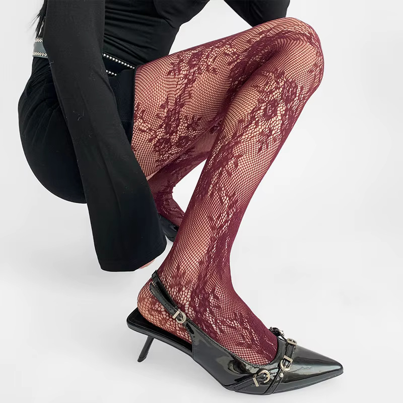 2025 nouveaux collants femmes Sexy dentelle florale cuisse haute bas