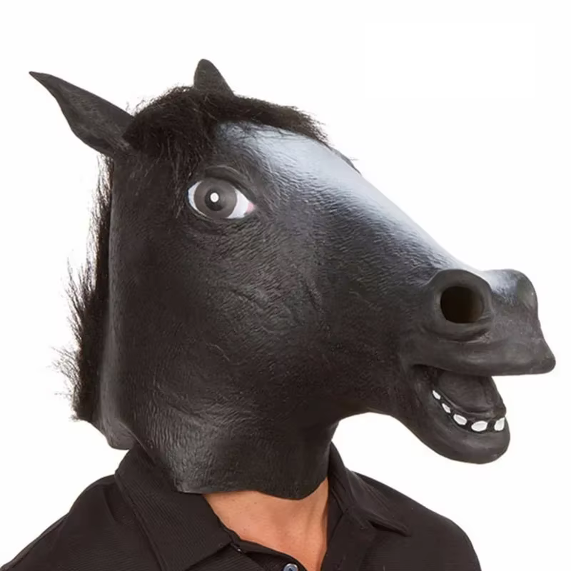 Masque de tête de cheval, Costume de Cosplay, fête drôle d'halloween, couvre-chef