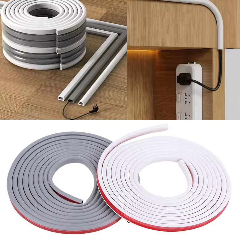 Gaine de couverture de cordon de sol en PVC de 3/5 mètres, protecteurs de câbles de Conduit électrique flexibles, cache-câbles auto-adhésifs