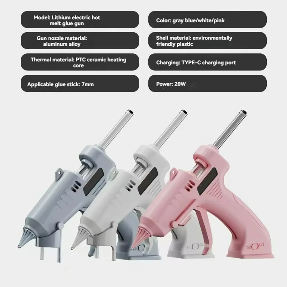 Pistolet à colle thermofusible sans fil pour enfants, 3.7V, 1800mAh, chargeur USB, pistolet en Silicone chaud, bâtons de colle de 7mm, anti-fuite et anti-brûlure