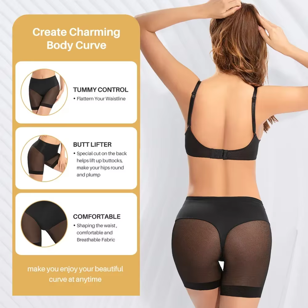 Femmes culottes minces taille haute ventre pantalon maille sous-vêtements amincissants Shapewear nouvelle femme couleur unie lumière corps sculptant Shaper